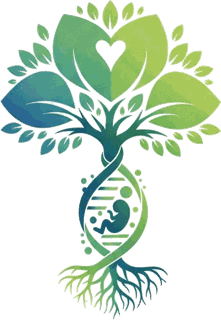 Logo Oncofertil - árbol de la vida con doble hélice de ADN